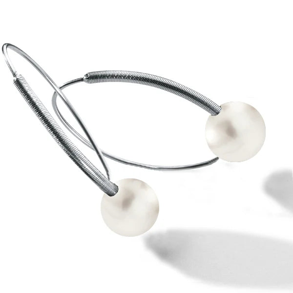 Twister Ohrringe, Edelstahl, Perle