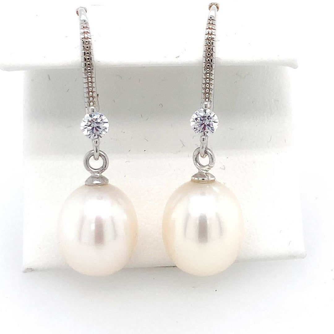 Süßwasserperlen Ohrringe 925 Sterlingsilber mit Zirkonia