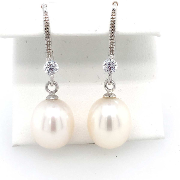 Süßwasserperlen Ohrringe 925 Sterlingsilber mit Zirkonia