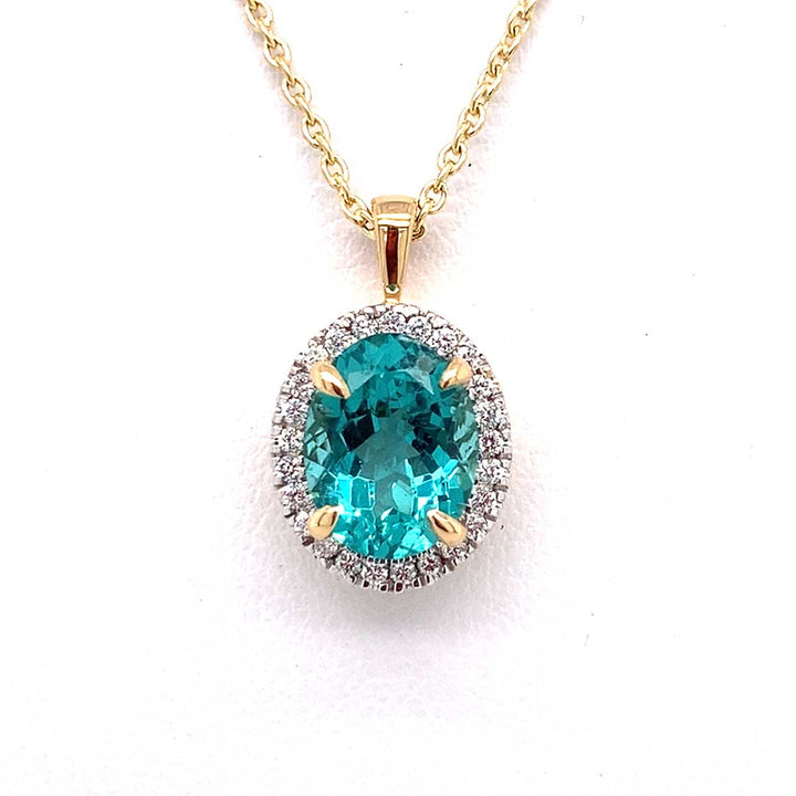 Anhänger 750 Gelbgold mit 1,82 ct Apatit & 0,14 ct Brillanten