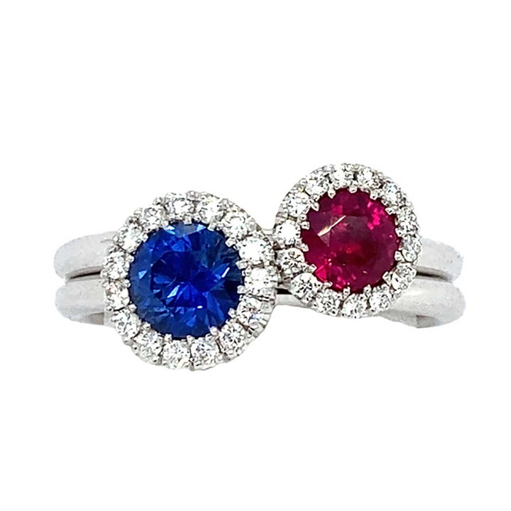 Ring 750 Weißgold mit 0,72 ct Rubin & 0,14 ct Brillanten