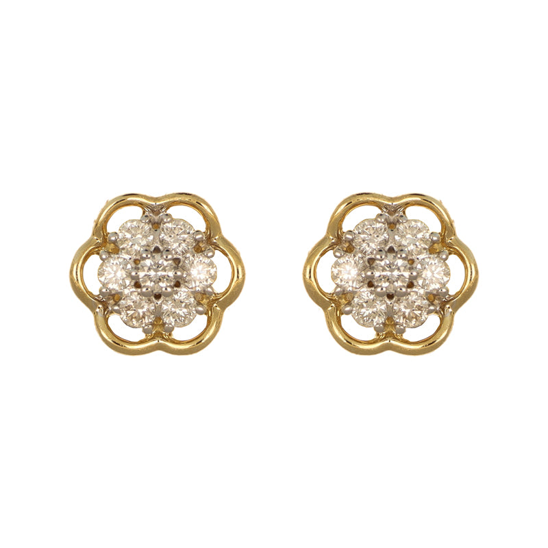 Ohrstecker Blume Gelbgold | 14 Brillanten 0,12ct H/si Echtgold