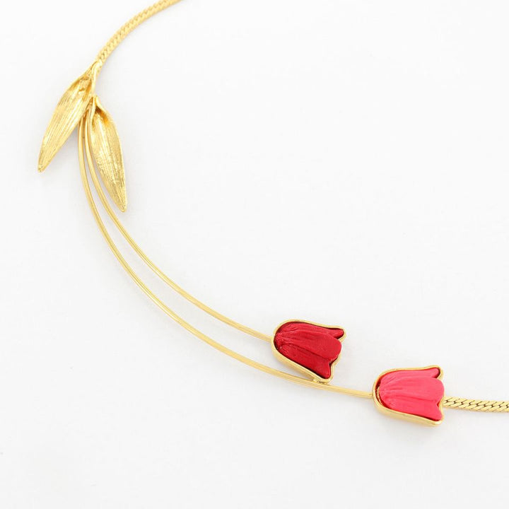 Taratata Halskette Fanfan - Modeschmuck mit Blumenmotiv Rot/Rosa