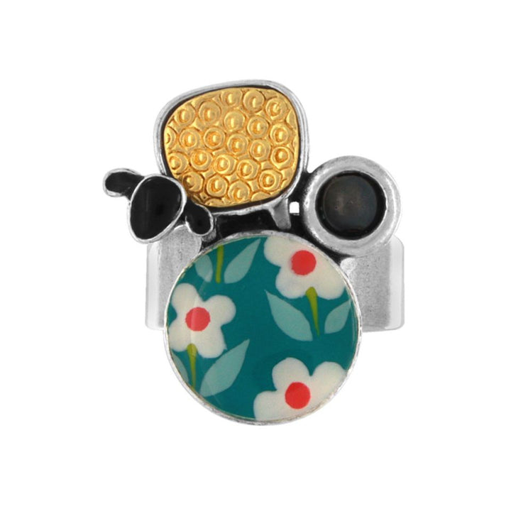 Taratata Ring Tweed - Variabler Modeschmuck Bunt mit Hämatit