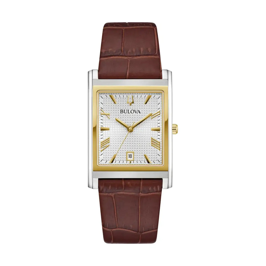 Bulova Sutton 98B430 Automatik - Rechteckige Herrenuhr mit Glasboden & Saphirglas