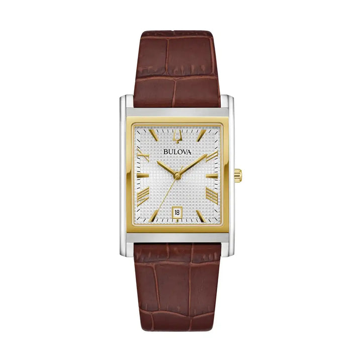 Bulova Sutton 98B430 Automatik - Rechteckige Herrenuhr mit Glasboden & Saphirglas