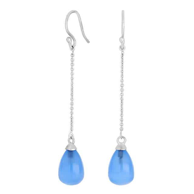 Ohrringe SWEETS52 Sterlingsilber, 55 mm, blauer Chalzedon
