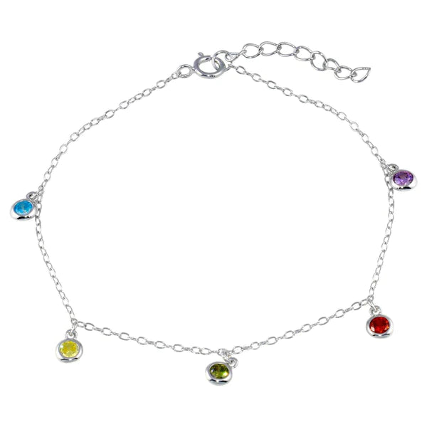 Armband bunte Zirkonia 17 cm | 925 Sterlingsilber rhodiniert
