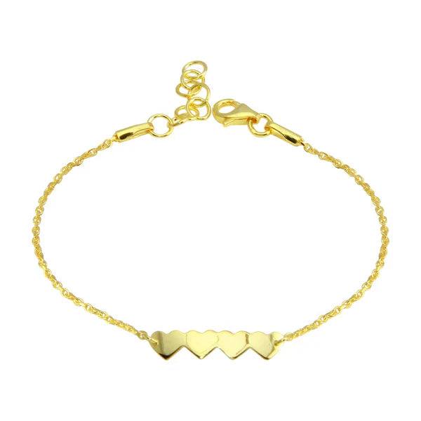 Armband 4 Herzen 6 mm | 925 Sterlingsilber 18k vergoldet