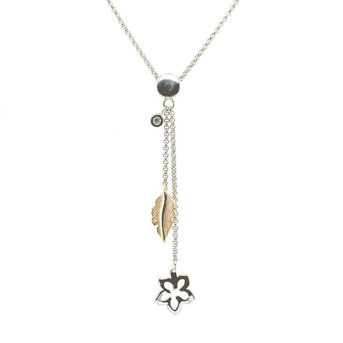 Halskette 925 Sterlingsilber, rosé vergoldet, Zirkonia - My Fine Jewellery