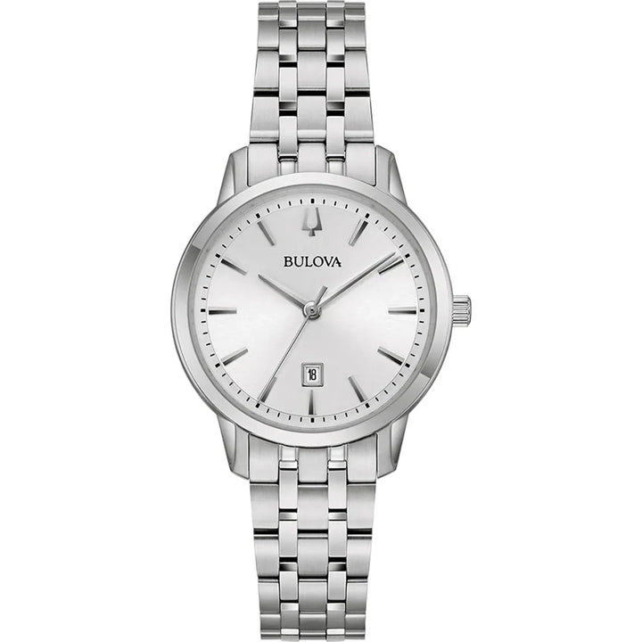 Bulova Classic 96M165 Damenuhr - Edelstahl mit Datum & weißem Zifferblatt