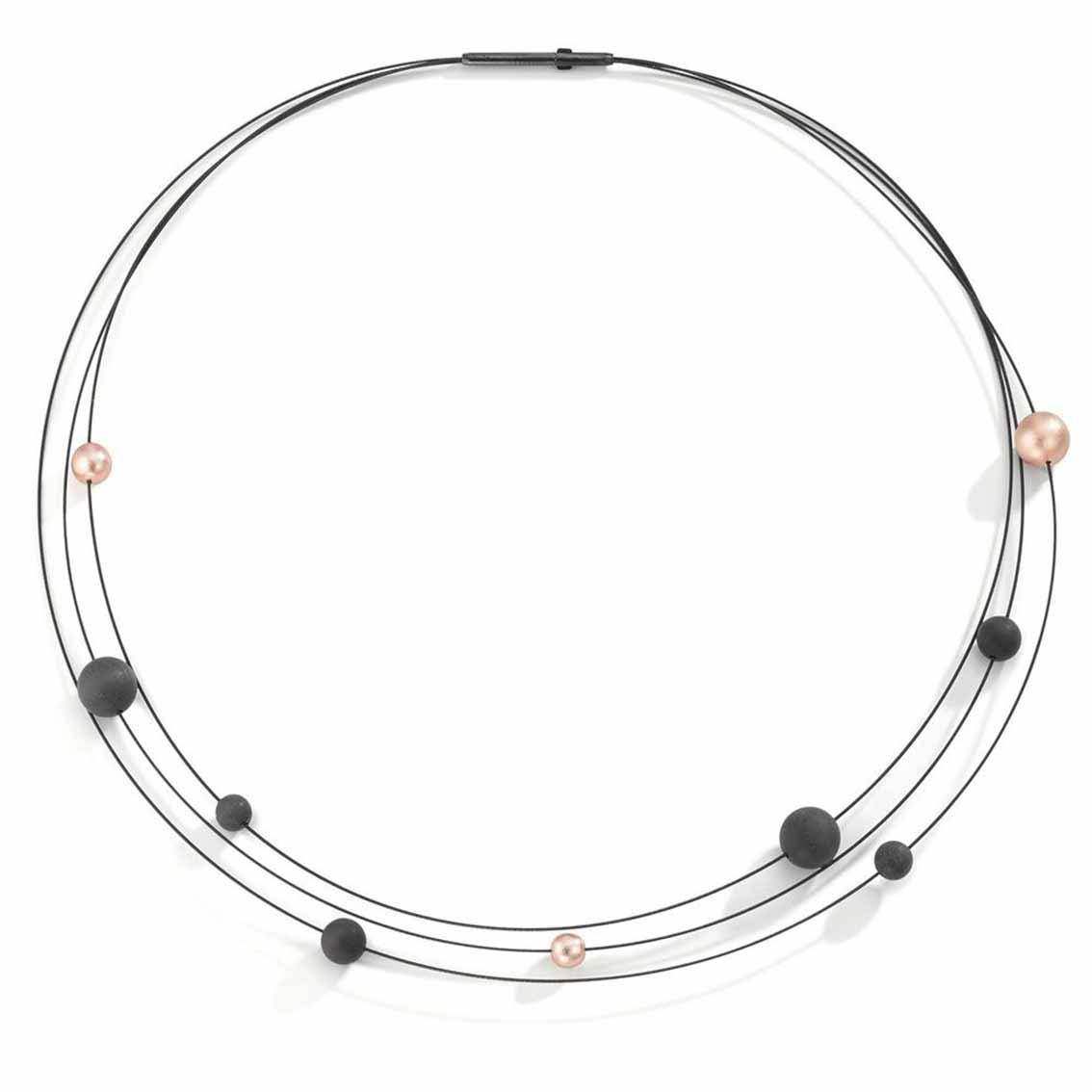 Teno Collier Nera, Edelstahl, Carbon- und Edelstahl-Pearls - My Fine Jewellery