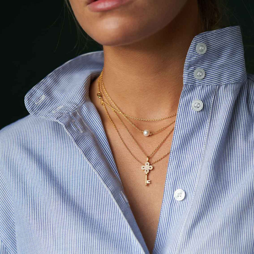 Halskette "Coco" Sterlingsilber, Zuchtperle, Zirkonia