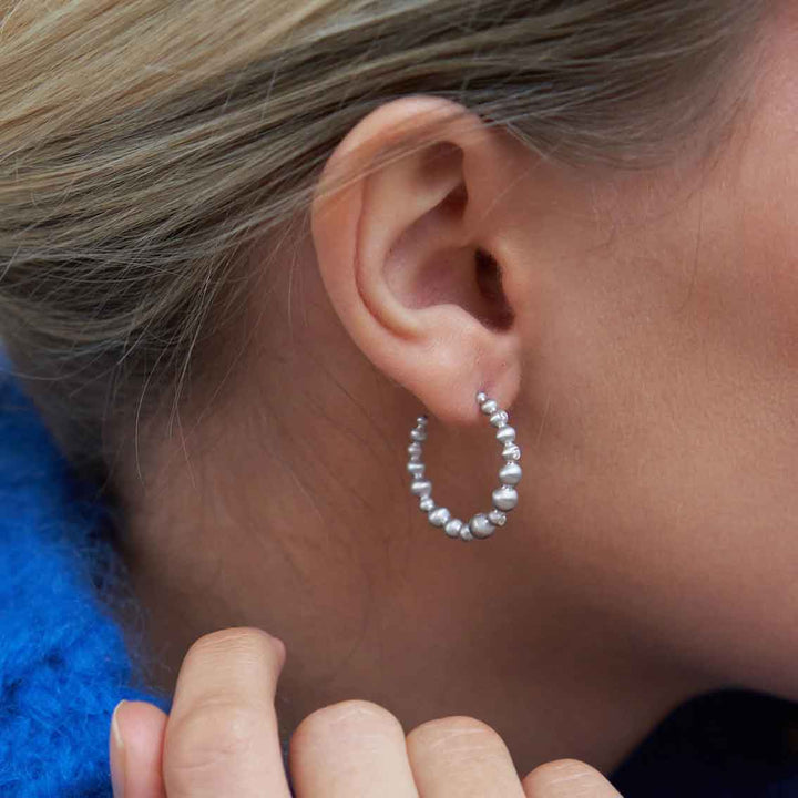 Ohrringe "Pebbles Hoops" Sterlingsilber, Zirkonia