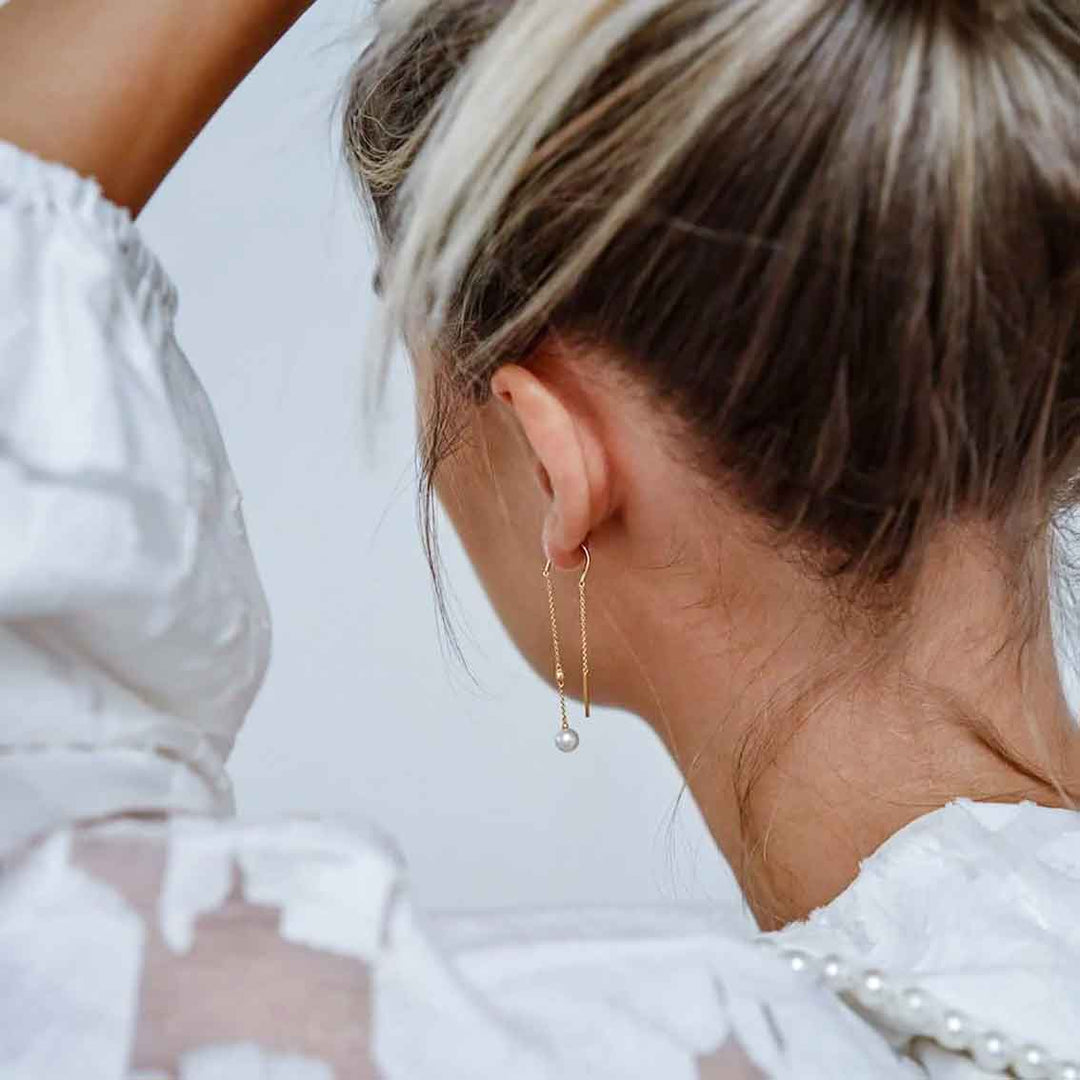 Ohrringe "Coco Strings" Sterlingsilber, Zuchtperle