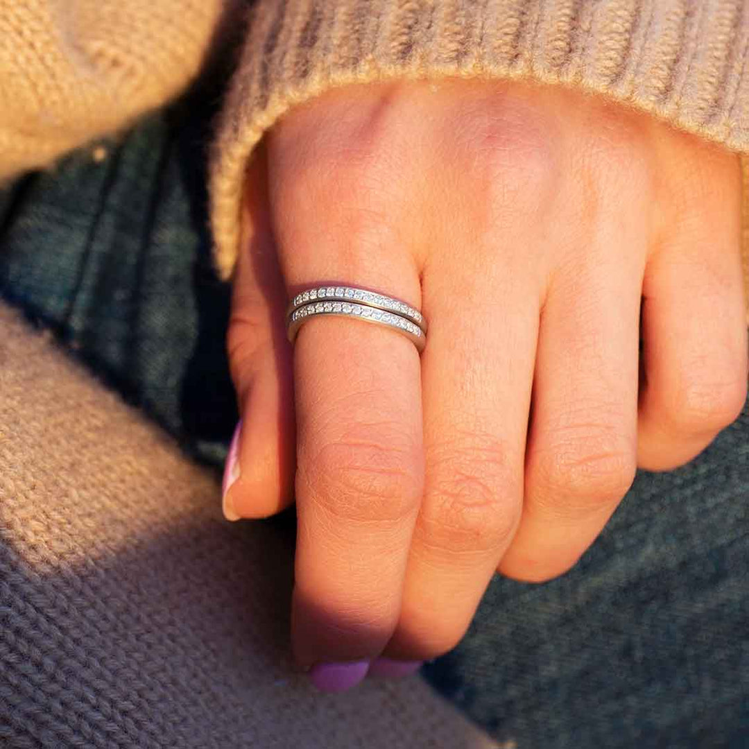 Ring "Ocean Flow Band Sparkle", Sterlingsilber, Zirkonia