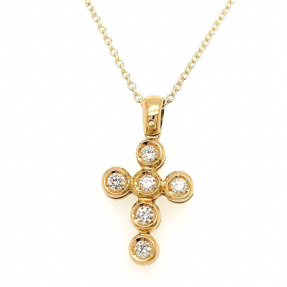 Kreuz Anhänger 750 Gelbgold, Brillanten - My Fine Jewellery