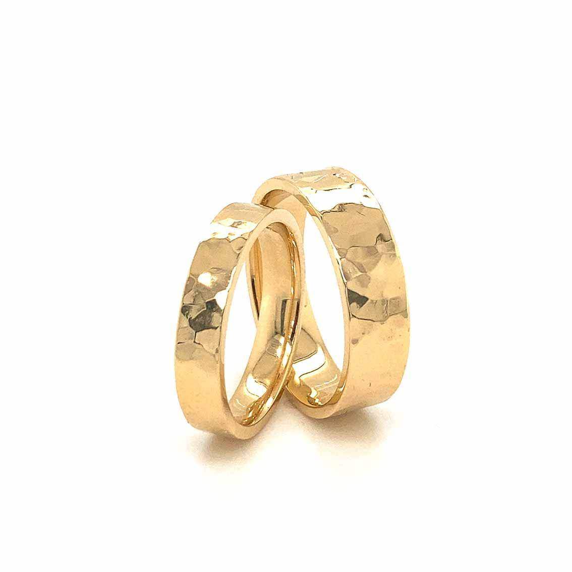 Eheringe Set, 585 Gelbgold, gehämmert - My Fine Jewellery