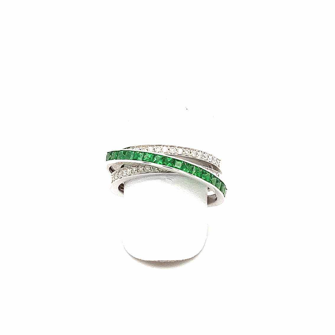 Damenring, Diamant und Tsavorit, 585 Weißgold - My Fine Jewellery