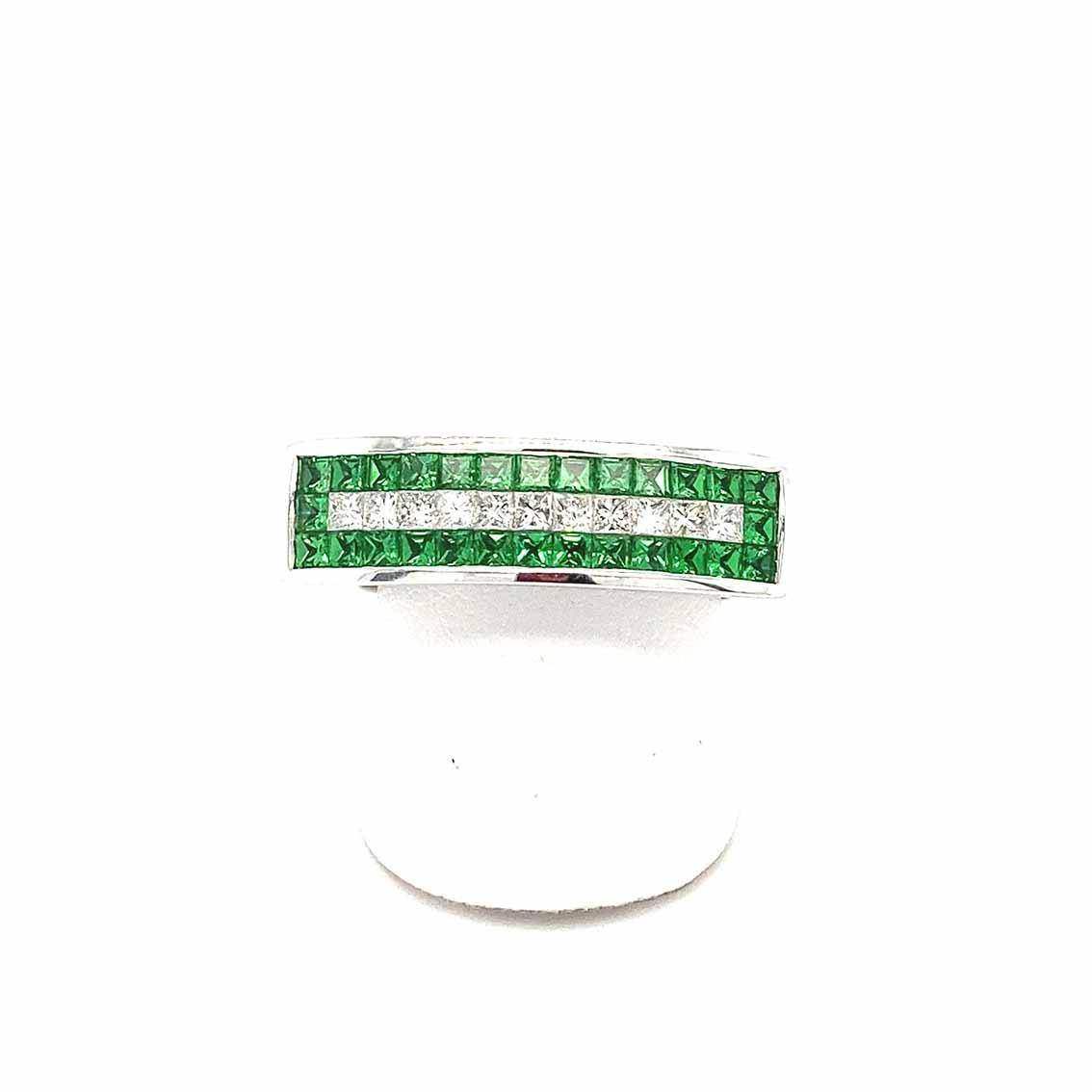 Damenring, Diamant und Tsavorit, 750 Weißgold - My Fine Jewellery