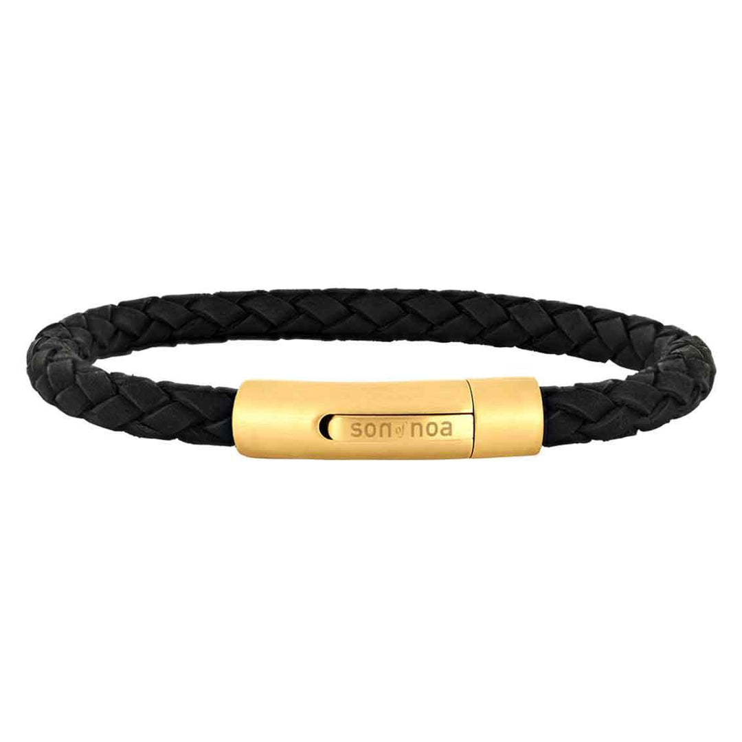 SON Armband schwarzes Kalbsleder 19cm IPG - My Fine Jewellery