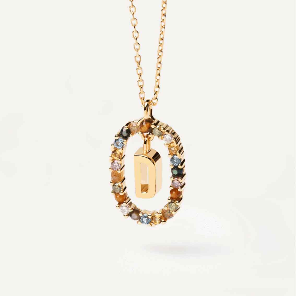 Halskette D Buchstabe, Sterlingsilber vergoldet - My Fine Jewellery