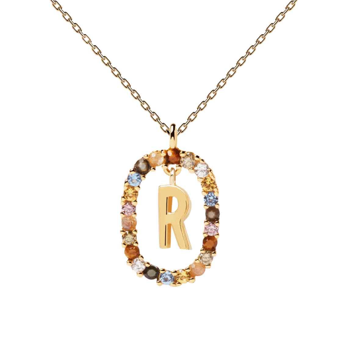 Halskette R Buchstabe, Sterlingsilber vergoldet - My Fine Jewellery