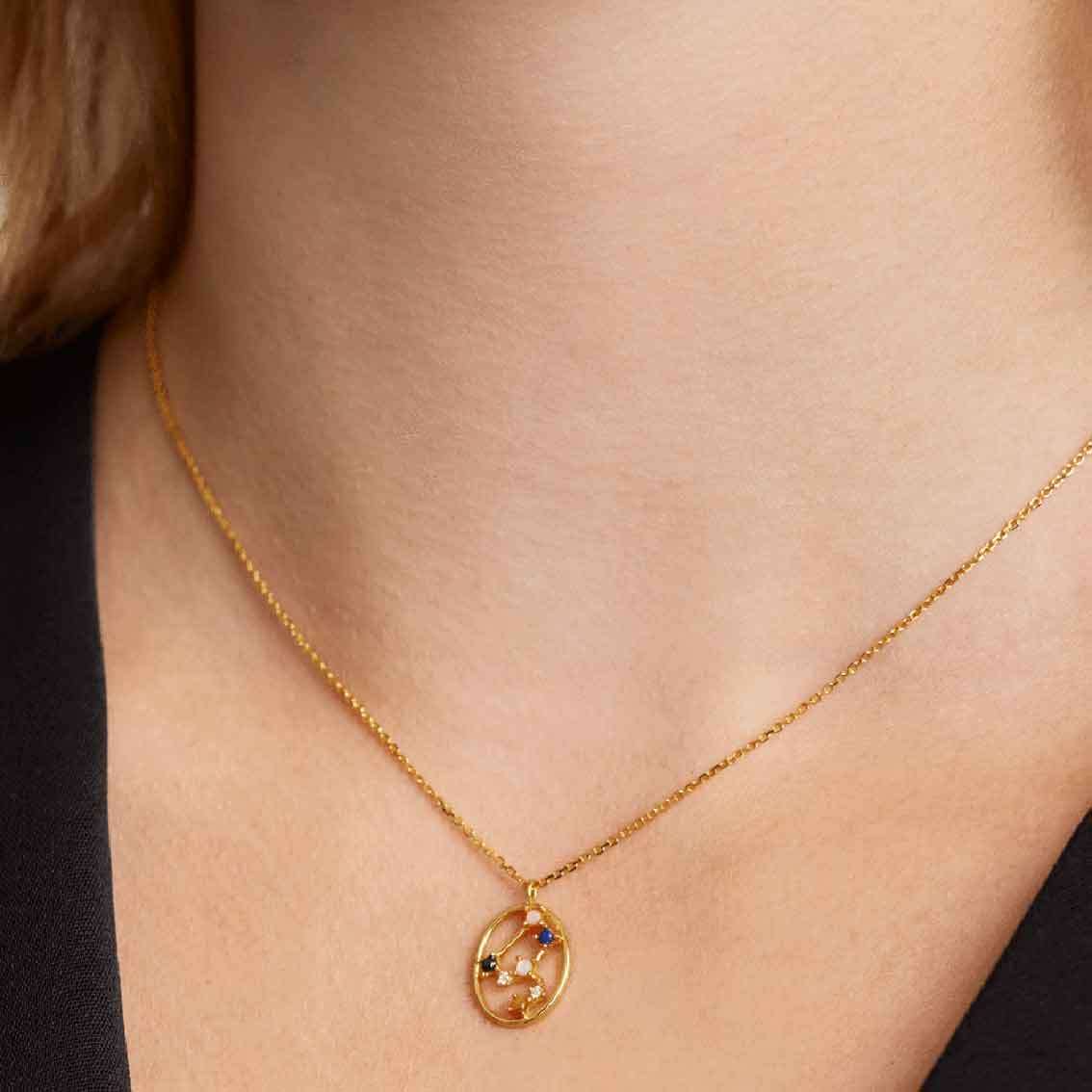 Halskette Löwe, Sterlingsilber vergoldet, Tierkreiszeichen - My Fine Jewellery
